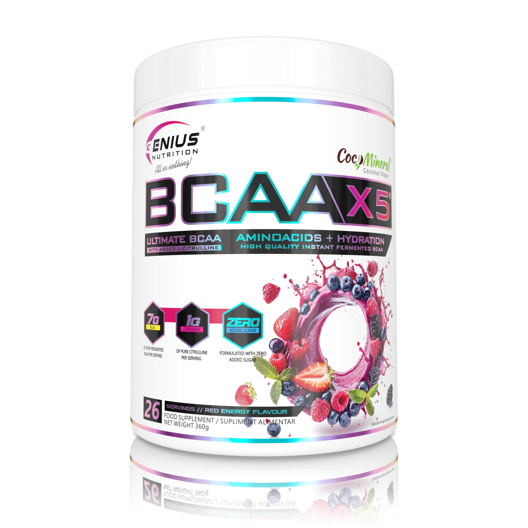 Aminoacizi Pudra, Genius Nutrition, BCAA-X5, 360g