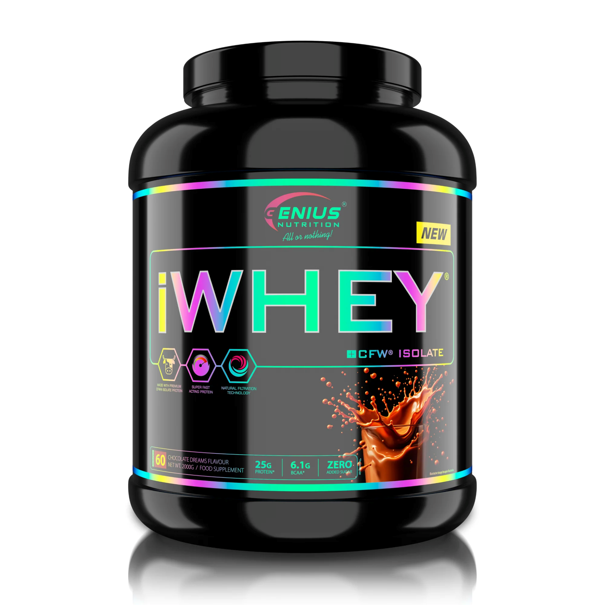 Proteina din Zer Izolat, Genius Nutrition, iWhey Isolate, 2000g