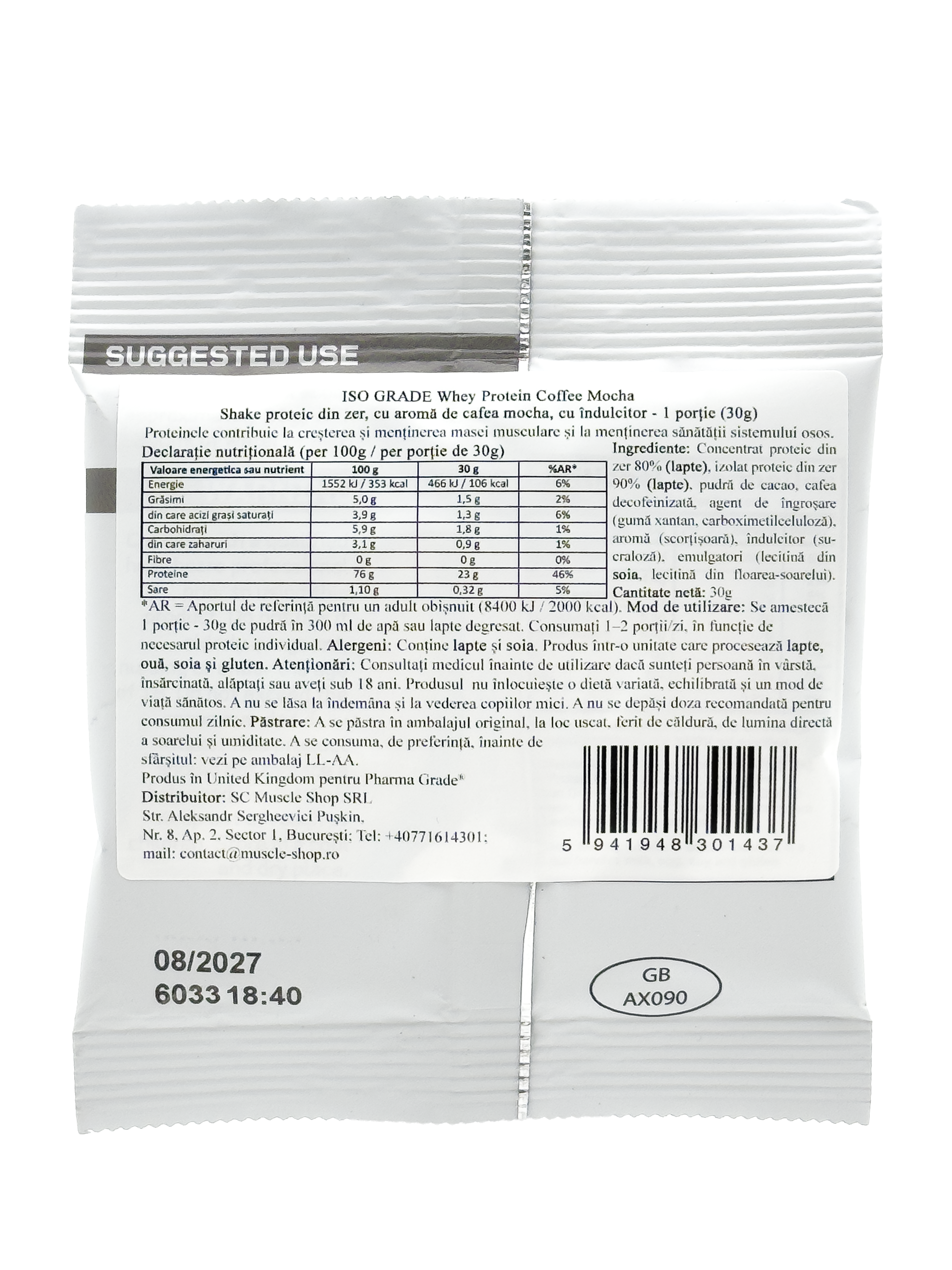 Proteina din Zer, Pharma Grade®, ISO Grade, 30g