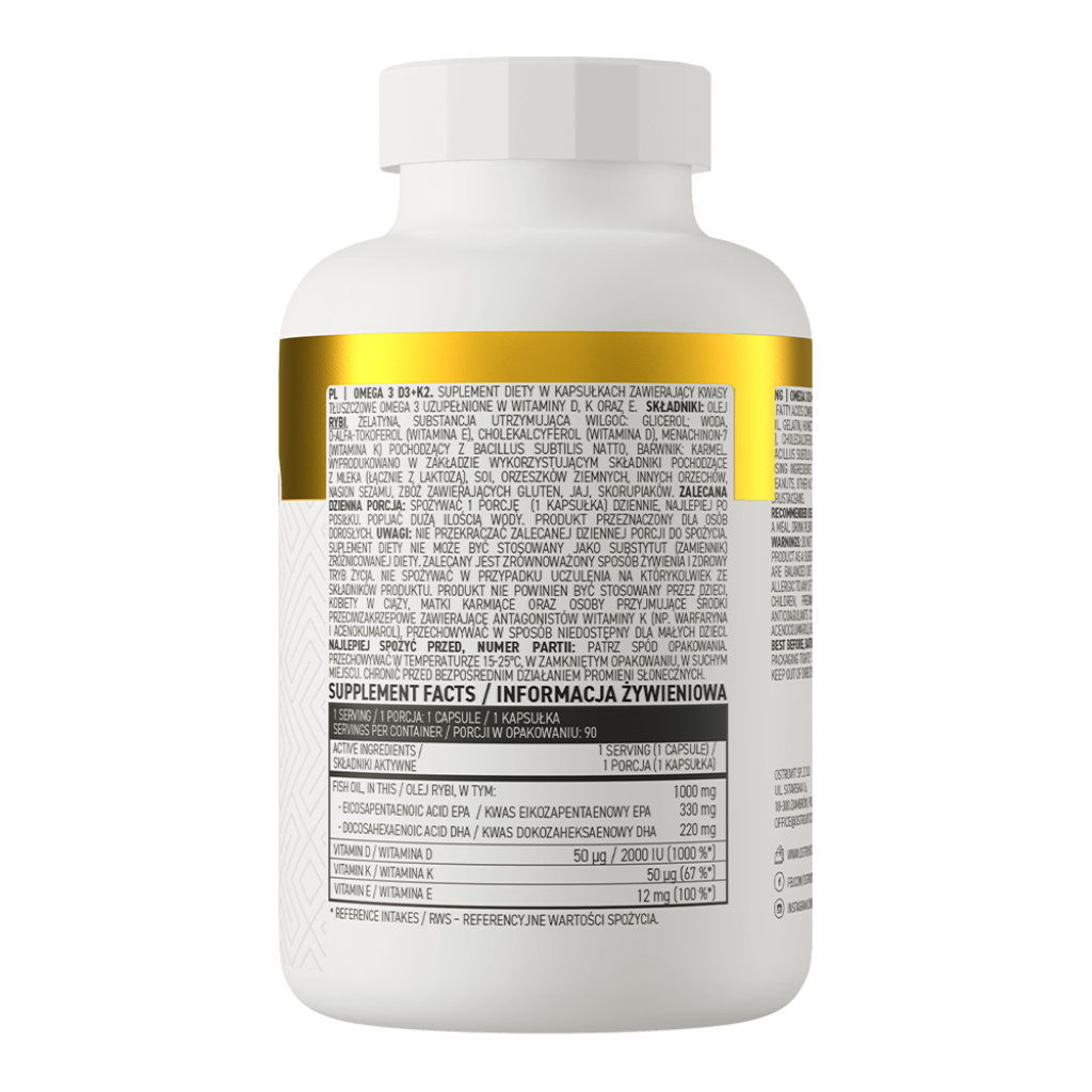 Acizi Grasi, OstroVit, Omega 3 & D3 + K2, 90 Capsule