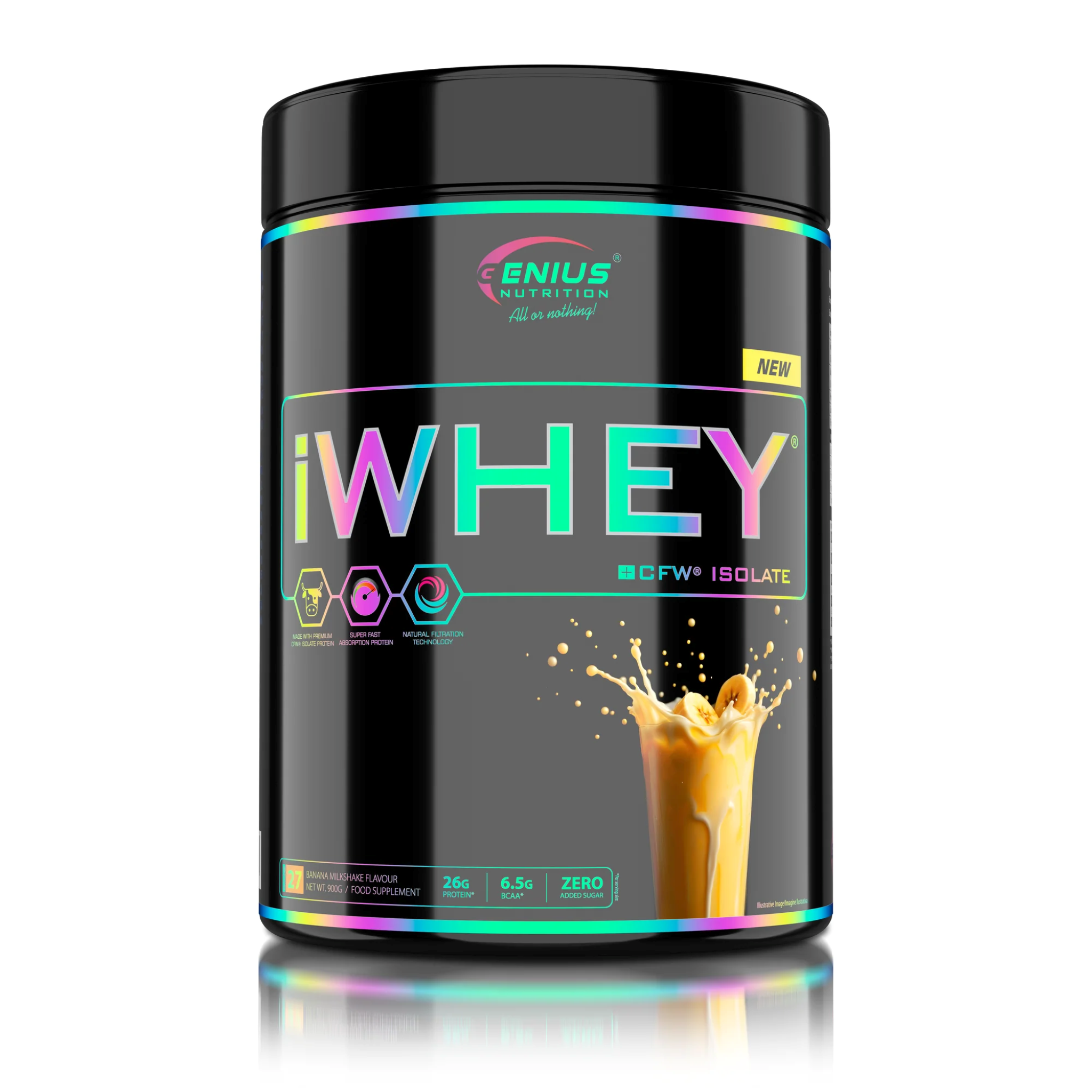 Proteina din Zer Izolat, Genius Nutrition, iWhey Isolate, 900g