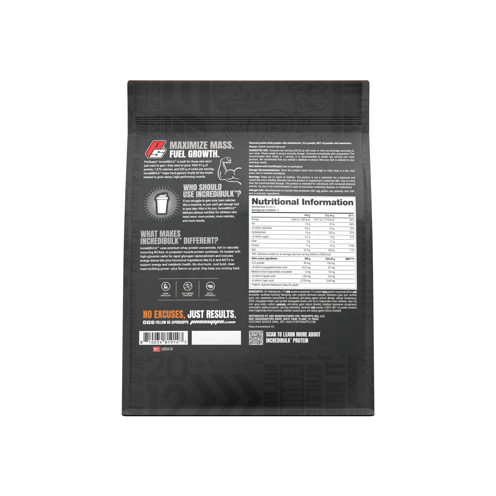 Proteina Masa Musculara, ProSupps, IncrediBULK, Mass Gainer, 5540g