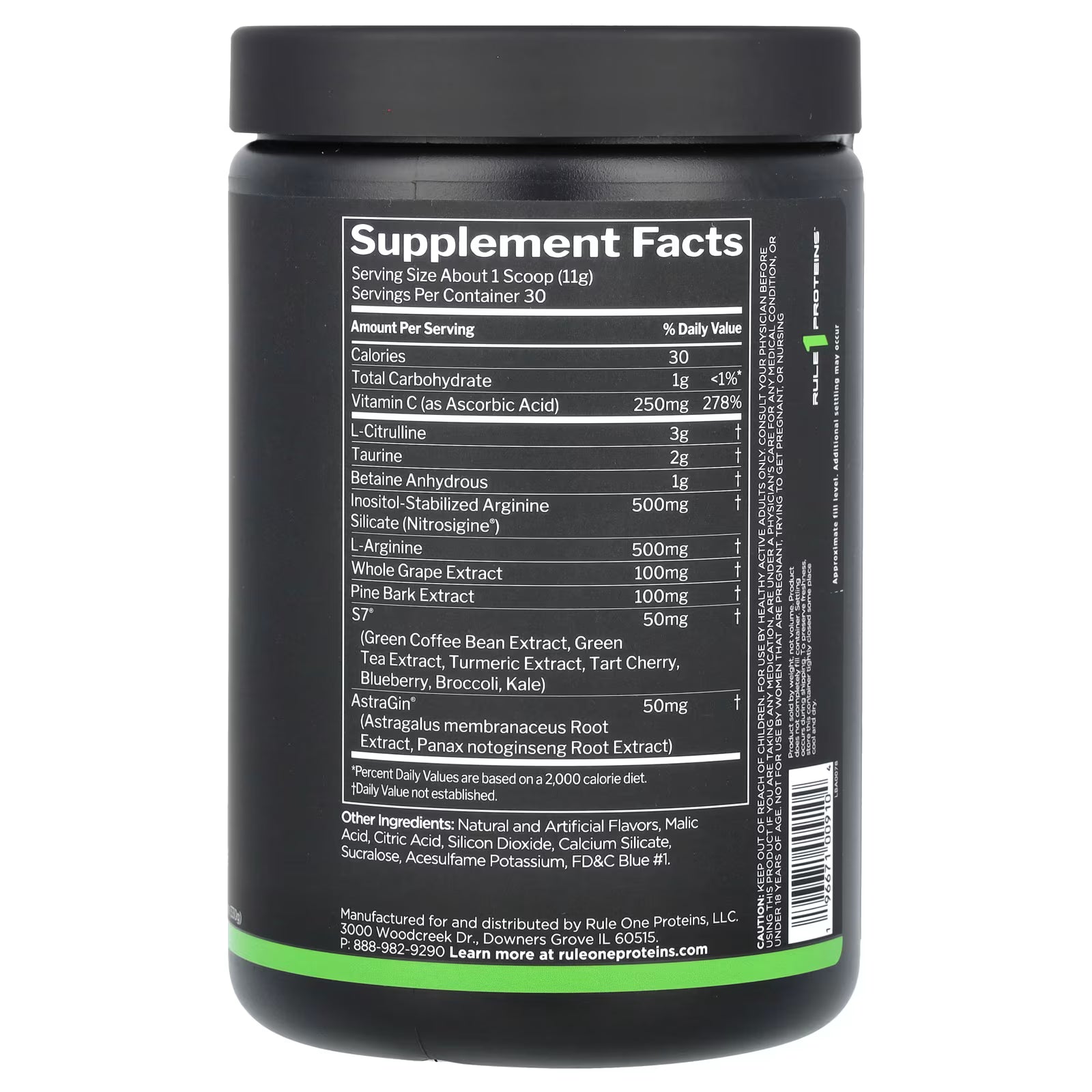 Pre-Workout fara Stimulenti, Rule One, PUMP Non-Stim Nitric Oxide Support, 330g