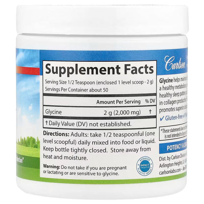 Glicina Pudra, Carlson Labs, Glycine Powder, 100g