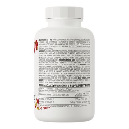 Vitamina D3 + K2, OstroVit, Vitamin D3 + K2, 90 Tablete
