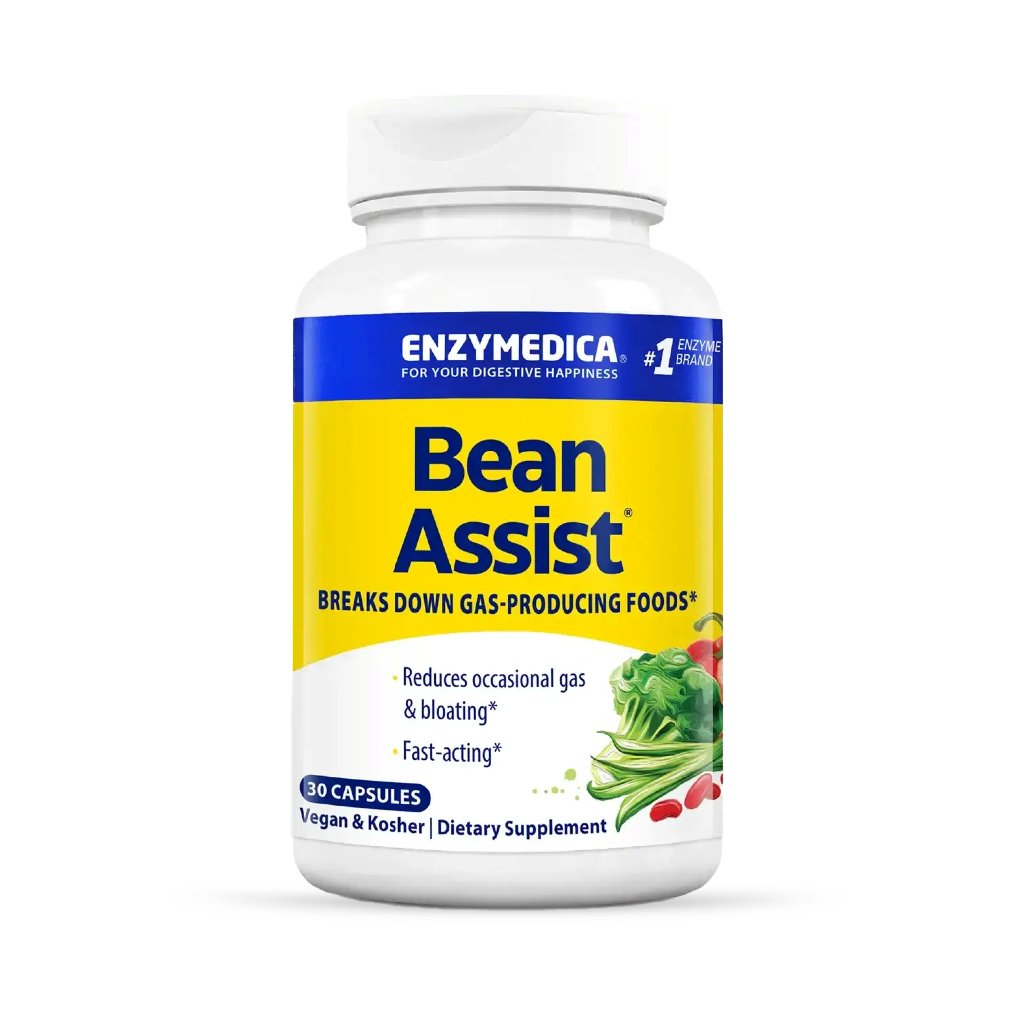 Supliment Enzimatic pentru Digestia Alimentelor, Enzymedica, BeanAssist, 30 Capsule