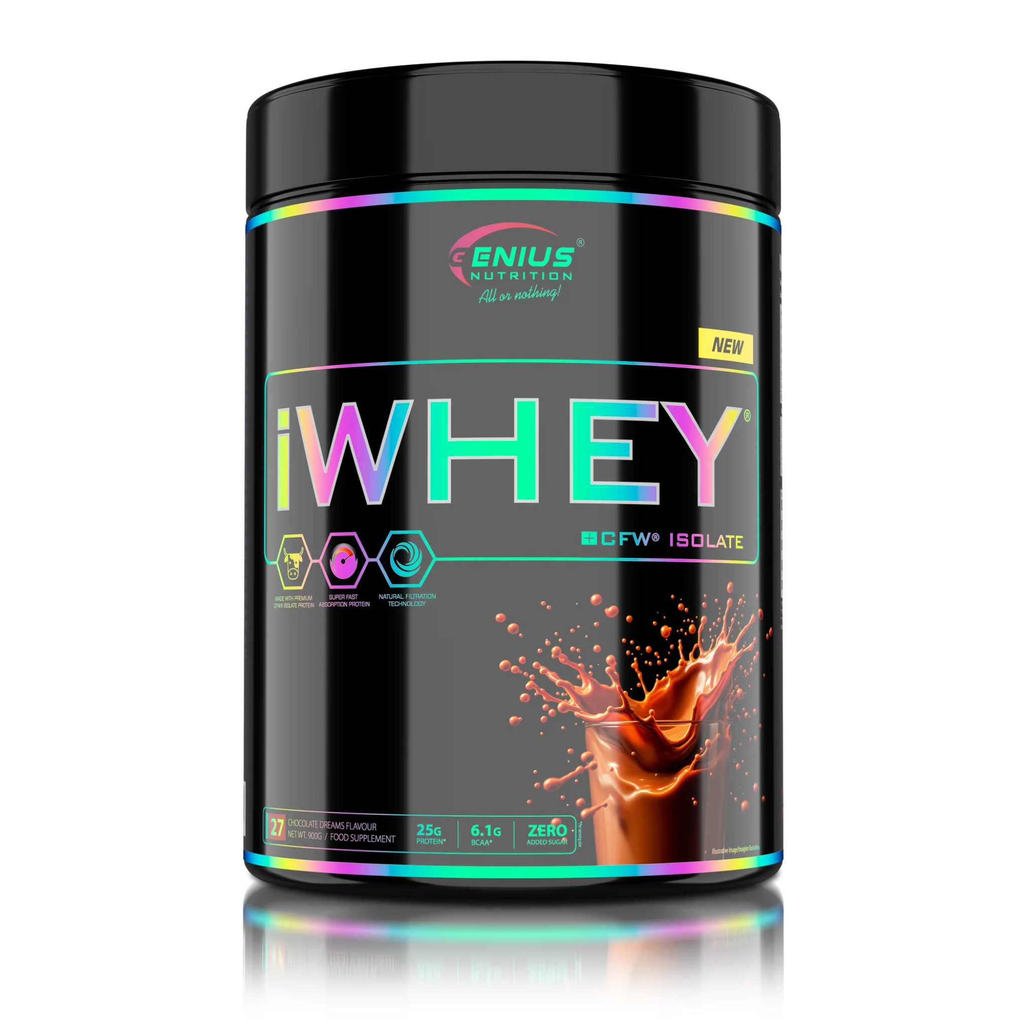 Proteina din Zer Izolat, Genius Nutrition, iWhey Isolate, 900g