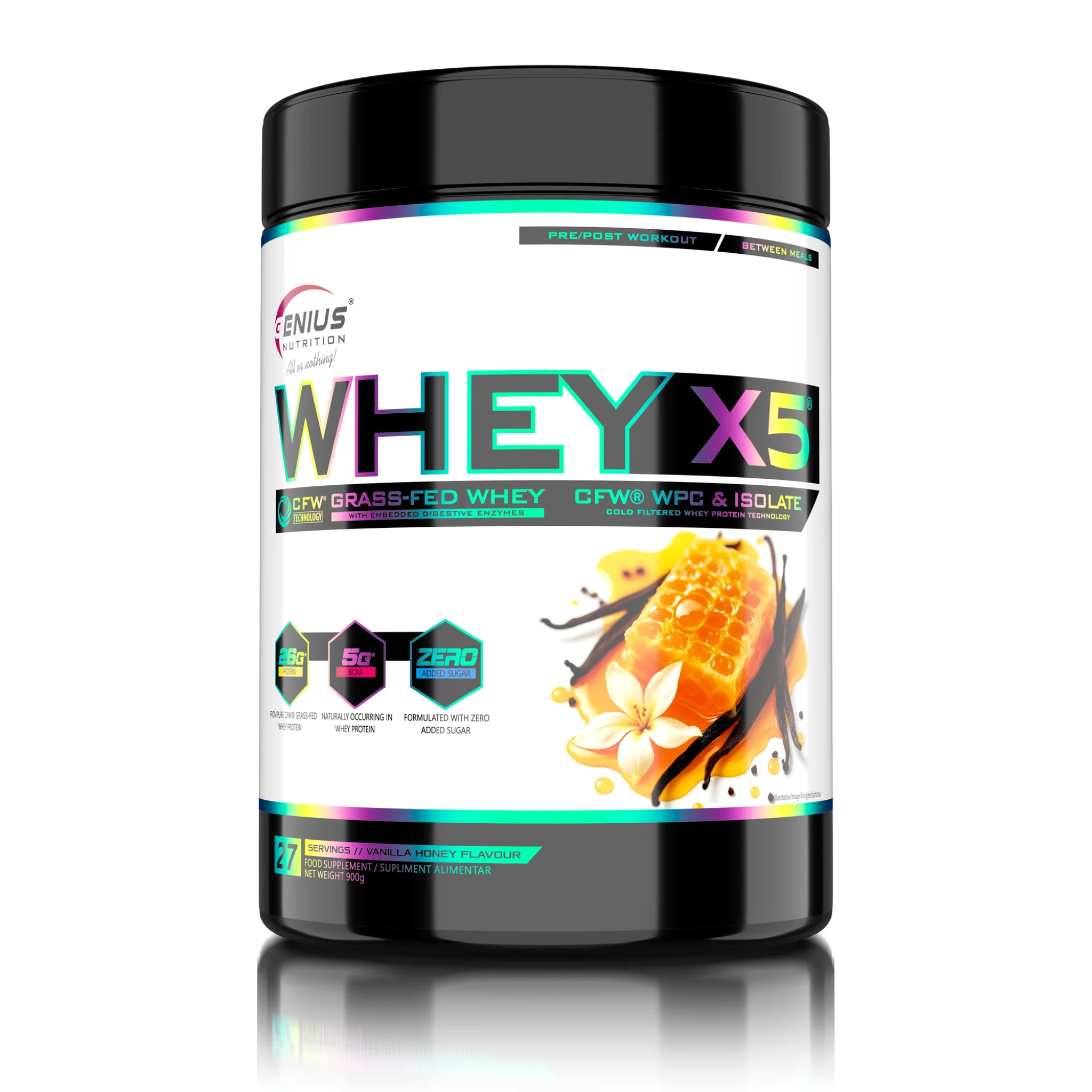 Proteine din Zer, Genius Nutrition, Whey-X5, 900g