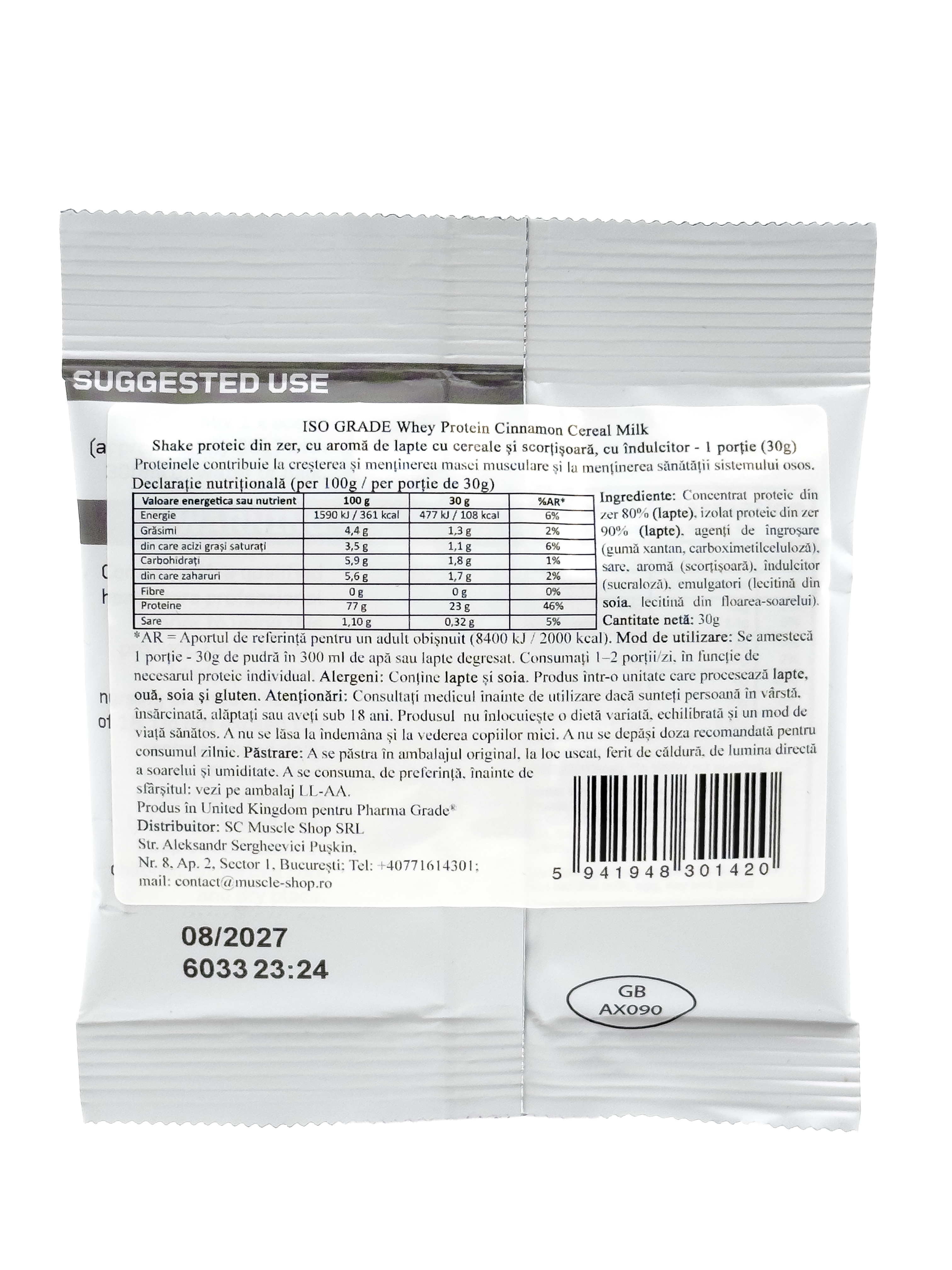 Proteina din Zer, Pharma Grade®, ISO Grade, 30g