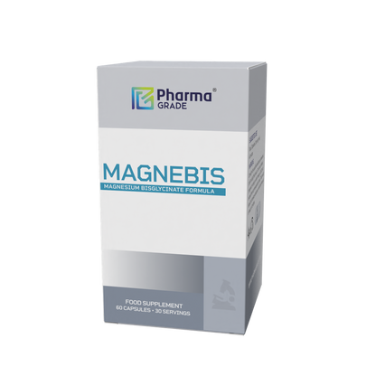 Magneziu Bisglicinat Pharma Grade Magnebis 60 capsule ambalaj frontal