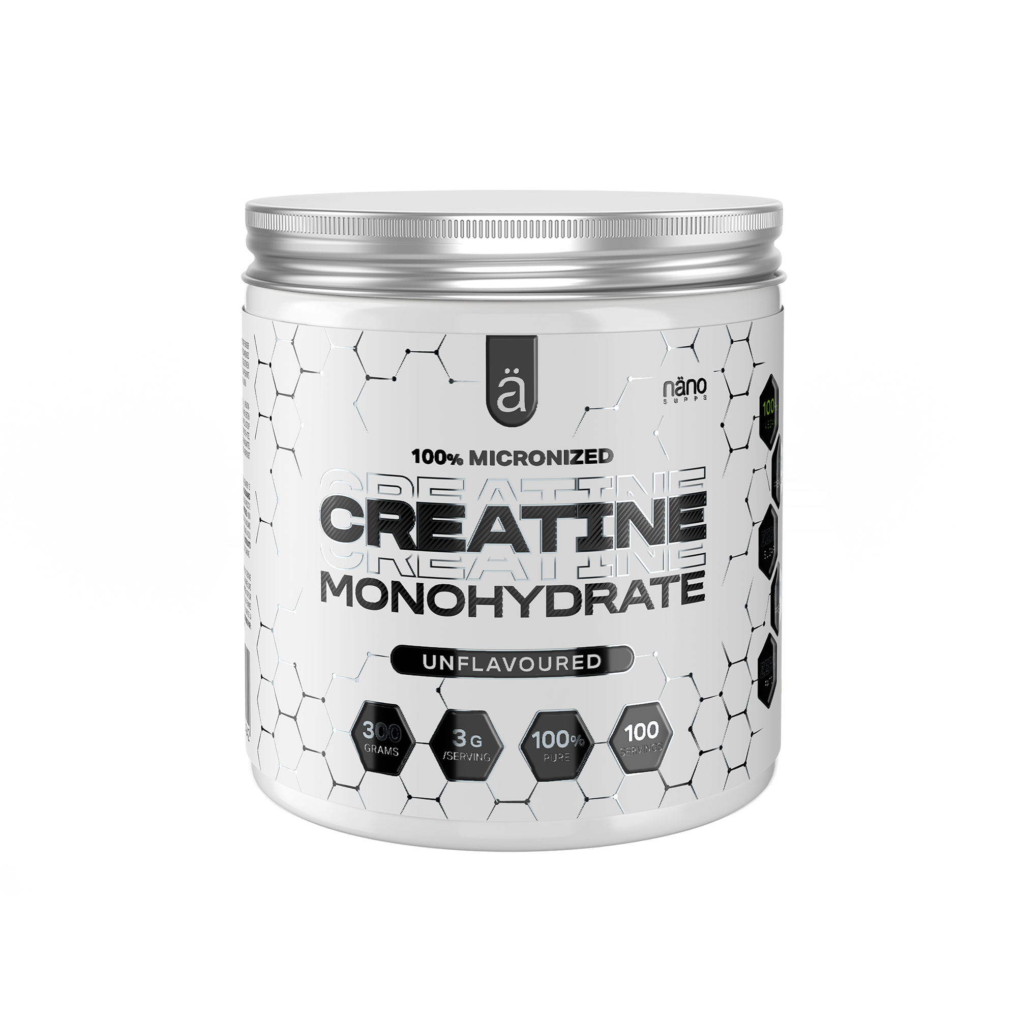 Creatina Monohidrata, Nanosupps, Creatine Monohydrate, 300g
