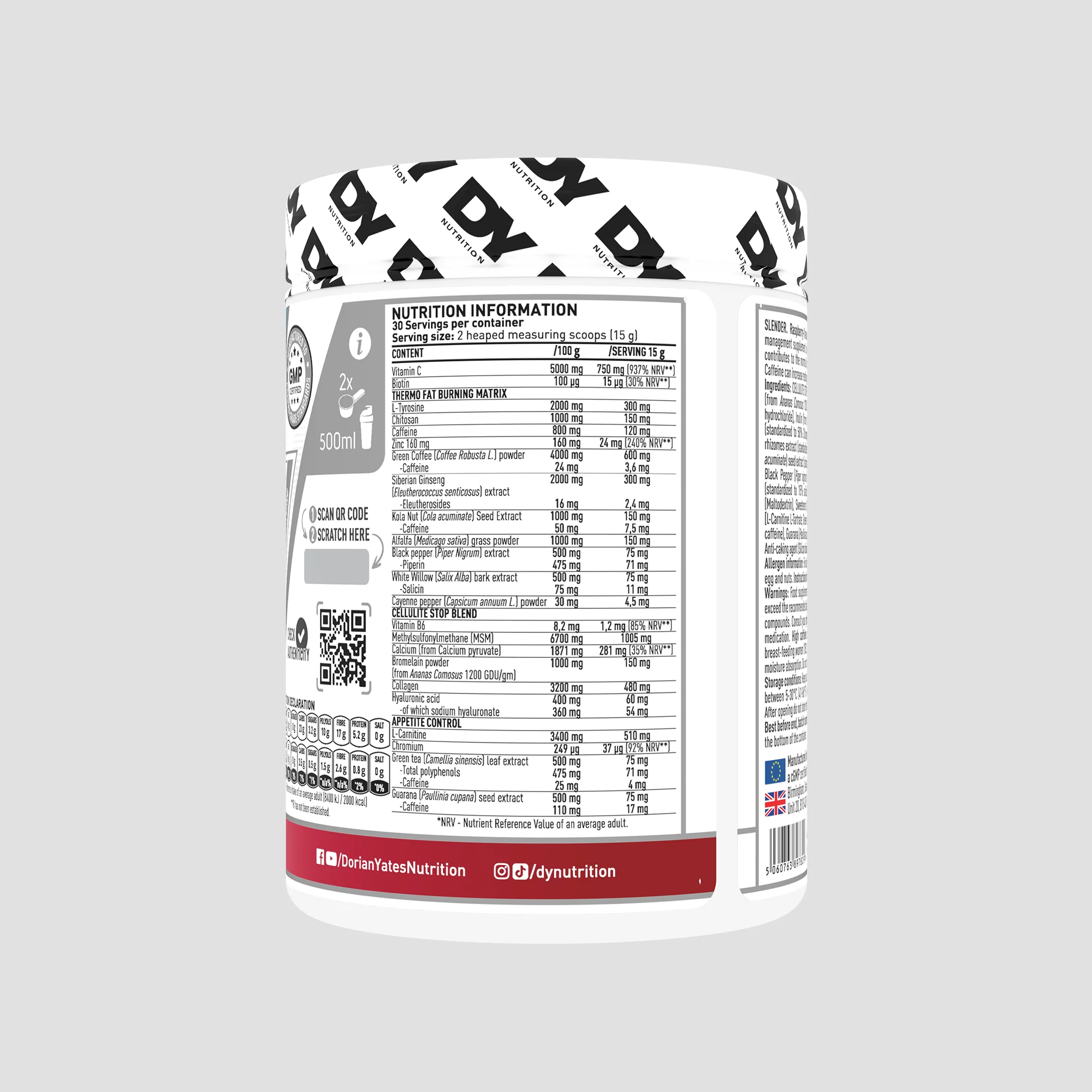 Arzator de Grasimi, Dorian Yates Nutrition, Slender, 450g