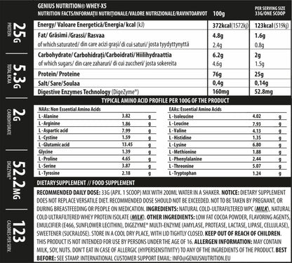 Proteine din Zer, Genius Nutrition, Whey-X5, 2000g