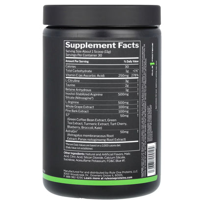 Pre-Workout fara Stimulenti, Rule One, PUMP Non-Stim Nitric Oxide Support, 330g