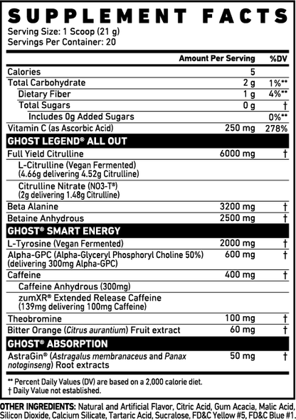 Pre-Workout, Ghost, Legend All Out x TMNT Limited Edition, 400g 20servings - gym-stack.ro